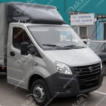 Спойлер на Газель Некст тент 1,8м цвет Шторм на кабине Сильвер лайт Спойлер на Газель Некст тент 1,8м цвет Шторм на кабине Сильвер лайт